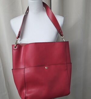 Bostanten Chic Red Leather Tote Bag